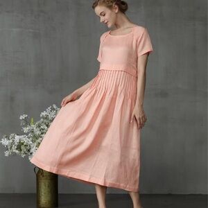 No brand Elegant Peach Midi Dress